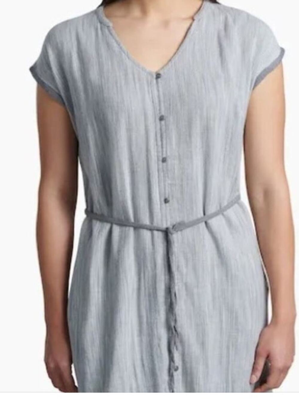 Kuhl Grey Riviera Button Front Tie Waist Dress